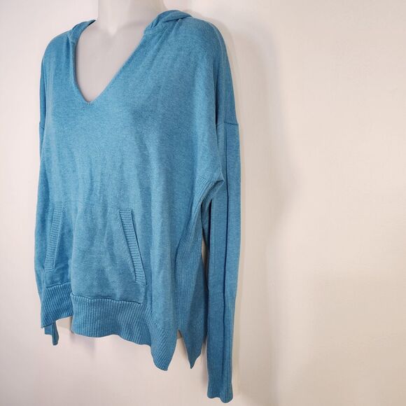 Cabi Hop To Hoodie Sweater Women Medium Blue Pullover Cotton Blend Casual V Neck - Picture 5 of 10